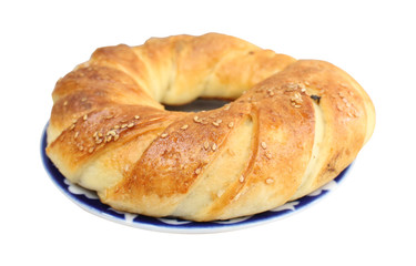 Uzek, Kazakh oriental cuisine. Baking Central Asian peoples on a white background.