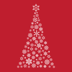 Fototapeta na wymiar Xmas tree with small flake isolated on color background . Abstract modern patter