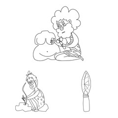 Isolated object of primitive and archeology logo. Collection of primitive and history vector icon for stock.