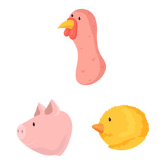 Vector design of farm and head icon. Collection of farm and homemade stock symbol for web.