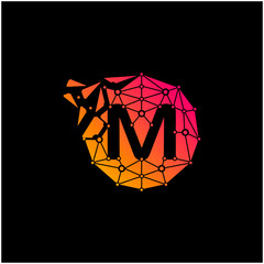 letter M Logo Design Template. technology digital logo. connect concept. negative space concept. network icon -vector