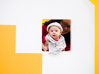 three-month cute baby newborn in lovely action