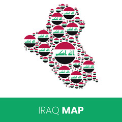 Iraq map filled with flag-shaped circles, Iraq map with flag