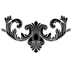 Black vintage baroque ornament, corner. Retro pattern antique style acanthus.Black vintage baroque ornament, corner. Retro pattern antique style acanthus.
