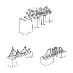 Vector design of landmark and structure symbol. Set of landmark and crossing vector icon for stock.