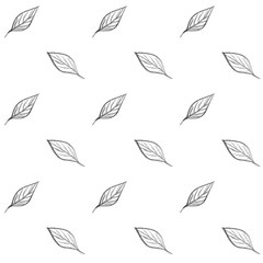 Seamless pattern of simple gray monochrome leaves. Botanical print. Decorative hand drawing background.