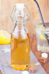 Inverted sugar syrup in a glass bottle