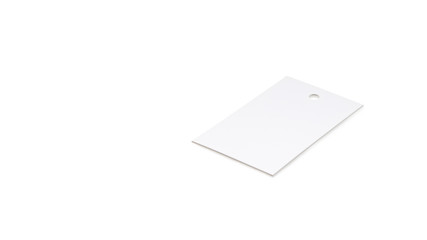 white empty blank cardboard tag, paper label for clothing logo full completely isolated on white background