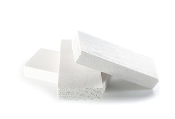 Wooden blocks on white background