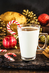 Typical winter christmas eggnog, drink to warm cold nights. Drink and homemade christmas dessert.