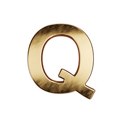 3d render of golden alphabet letter simbol - Q