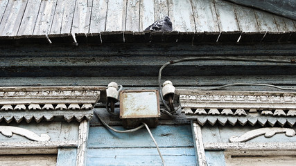 The bench of the wooden house
