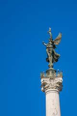 Fototapeta na wymiar Monument aux Girondins, statue on top of the column, famous fountain on the Place des Quinconces square in Bordeaux