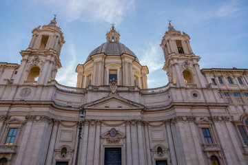Fototapeta na wymiar Basilica of Saint Agnes on Piazza Navona in the center of Rome