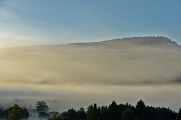 Fototapeta premium Nebel am Albtrauf, Fog in front of the swabian alb