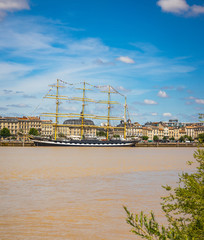 Kruzenshtern a four-masted barque moored to the quays of the Garonne River during the 