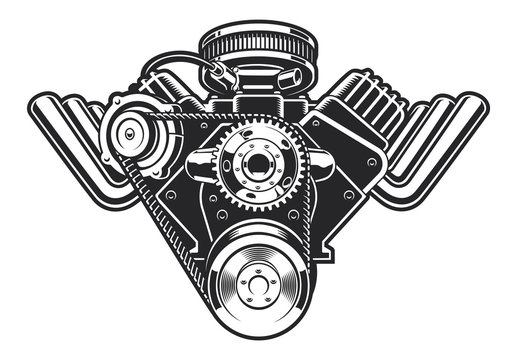 Vector illustration of a hot rod engine