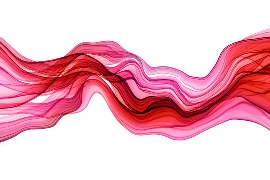 Abstract liquid fluid wave flowing red pink colors isolated on white background