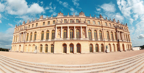 The main building of the Royal Palace of Versailles, the main residence of Louis. Tourist and...