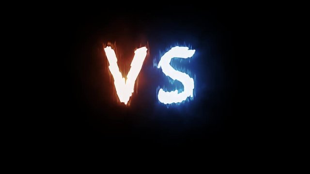 Versus screen in neon style. Blinking futuristic neon VS frames light on brick wall. Neon banner Announcement of two fighters. Competition vs match game, martial battle vs sport. 4k Motion Animation.