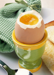 Hard Boiled Egg in Egg Cup for Breakfast