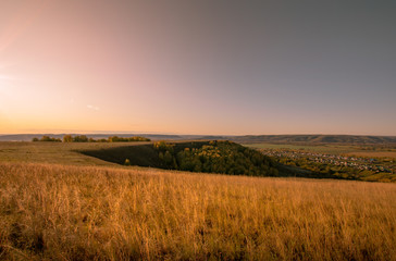 sunset over wheat field