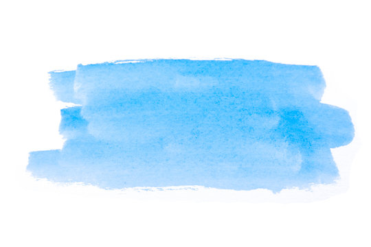 sky blue, light blue watercolor hand drawn texture with brush strokes isolated on white background with clipping path.