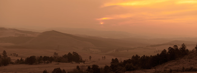 Evening view of the Midlands area, Currys Post, KwaZulu Natal, South Africa