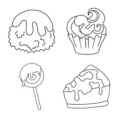 Vector design of sweet and product icon. Collection of sweet and caramel stock vector illustration.