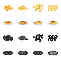 Vector design of pasta and carbohydrate logo. Collection of pasta and macaroni vector icon for stock.