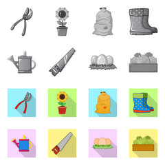 Isolated object of farm and agriculture sign. Collection of farm and plant stock vector illustration.