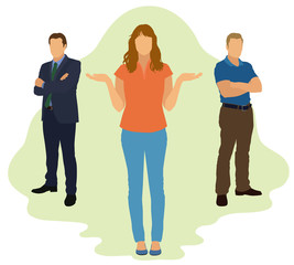 Fototapeta premium Woman Choosing Between 2 Men 