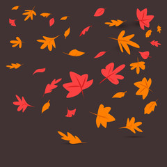 Fototapeta na wymiar Autumn landscape, fall trees with yellow leaves, lonely bench for contemplation of autumn nature, vector, isolated, cartoon style