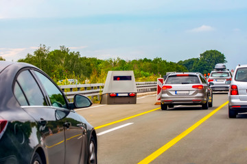 Radar speed control camera on the highway