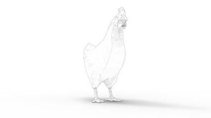 3d rendering of a chicken isolated in white background