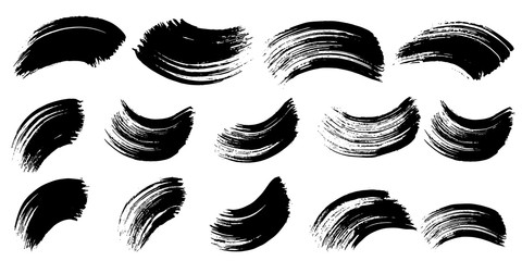 Fototapeta premium Vector Abstract black brush curl. Black and white engraved ink art. Isolated brush splash illustration element.