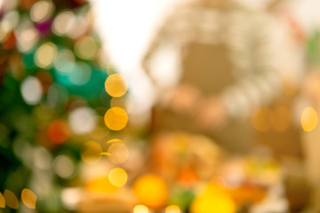 abstract blur image background of thanksgiving christmas dinner party celebrate festive ideas...