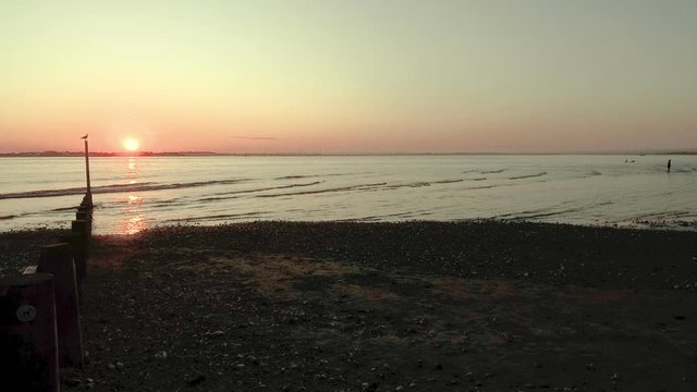 West Wittering beach near Chichester in West Sussex - United Kingdom at sunset - 25th of August 2019