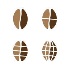 Coffee beans grinded on different sizes. Coffee mill grades.