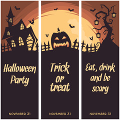 PrintHalloween banner invitation card vector set of 3