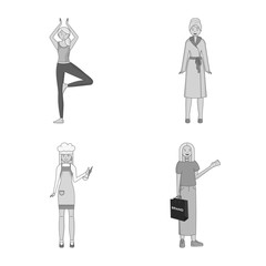 Vector design of emotions and female logo. Set of emotions and body vector icon for stock.