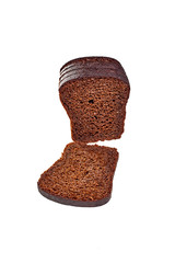 Rye bread with seeds on white isolated background