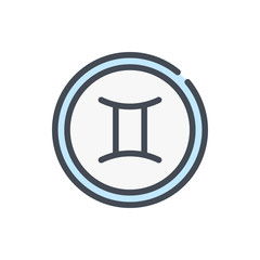 Gemini zodiac color line icon. Astrology vector outline colorful sign.