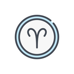 Aries zodiac color line icon. Astrology vector outline colorful sign.