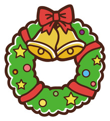 イラスト素材：クリスマス　リース
