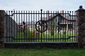 Forged iron fence closed up