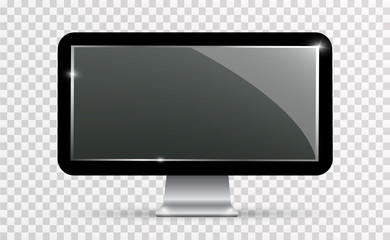 Vector realistic TV screen. Modern stylish LCD panel. Large display of a computer monitor. Vector illustration
