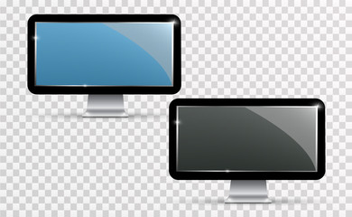 Vector realistic TV screen. Modern stylish LCD panel. Large display of a computer monitor. Vector illustration