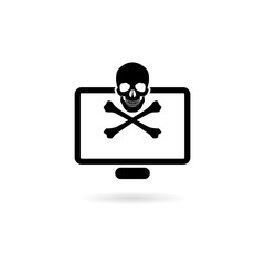 Cyber hacker attack icon for web design isolated on white background