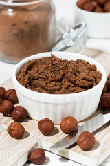 homemade chocolate nut paste, vertical